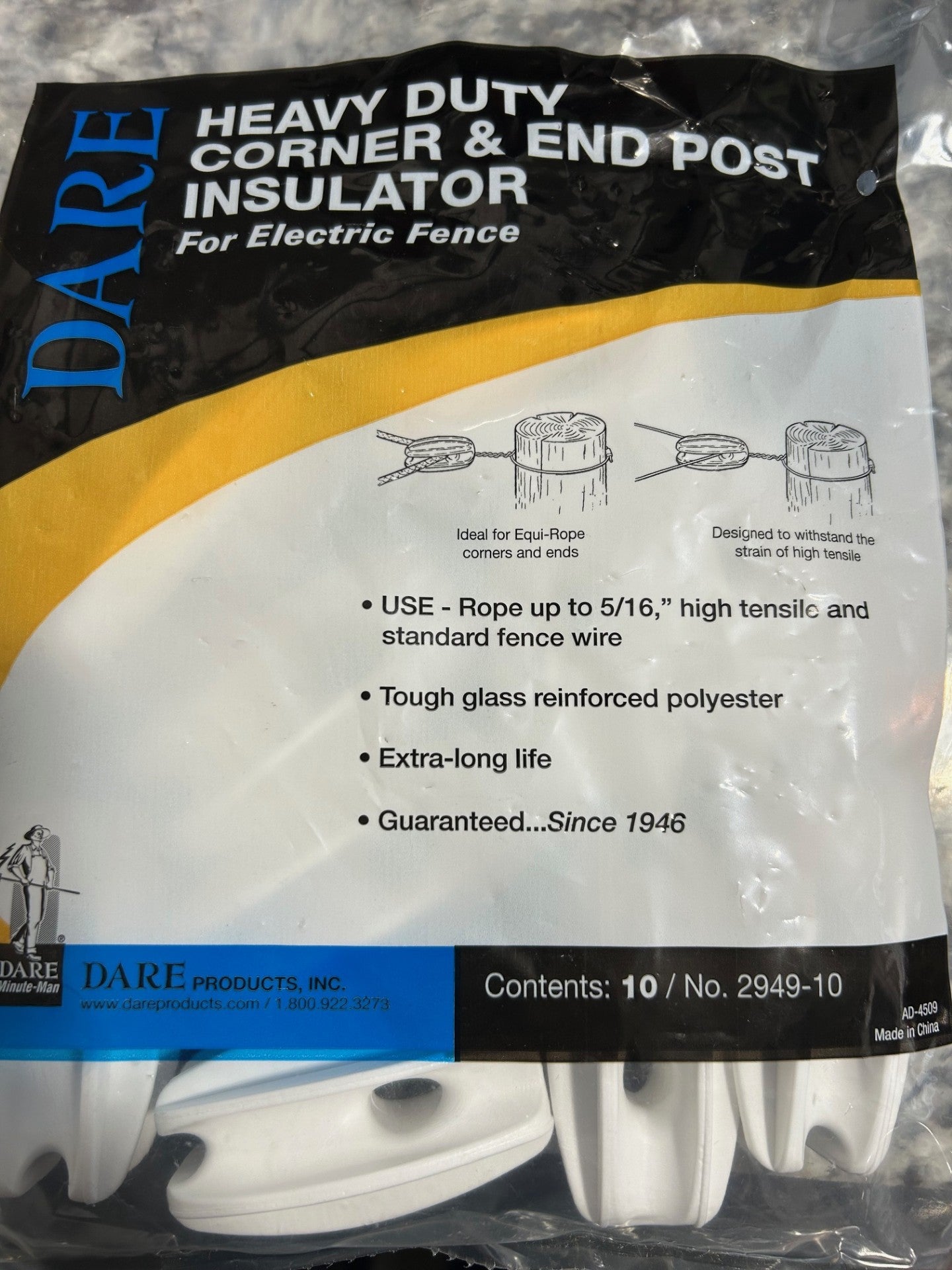 HI-TENSILE CORNER & END INSULATOR DARE - 10 PACK